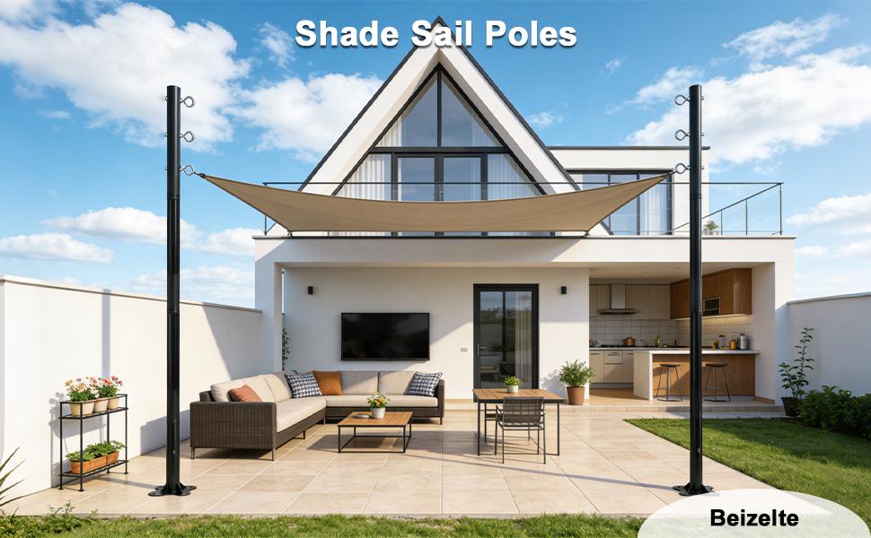 2 Pack 12 Ft Shade Sail Poles, Heavy Duty Metal Outdoor Support Post Kit, Rust-Resistant Shade Sail Support Poles, Adjustable Metal Sun Shade Poles for Patios, Courtyards, Backyards and Gardens tiktokshopbacktoschool