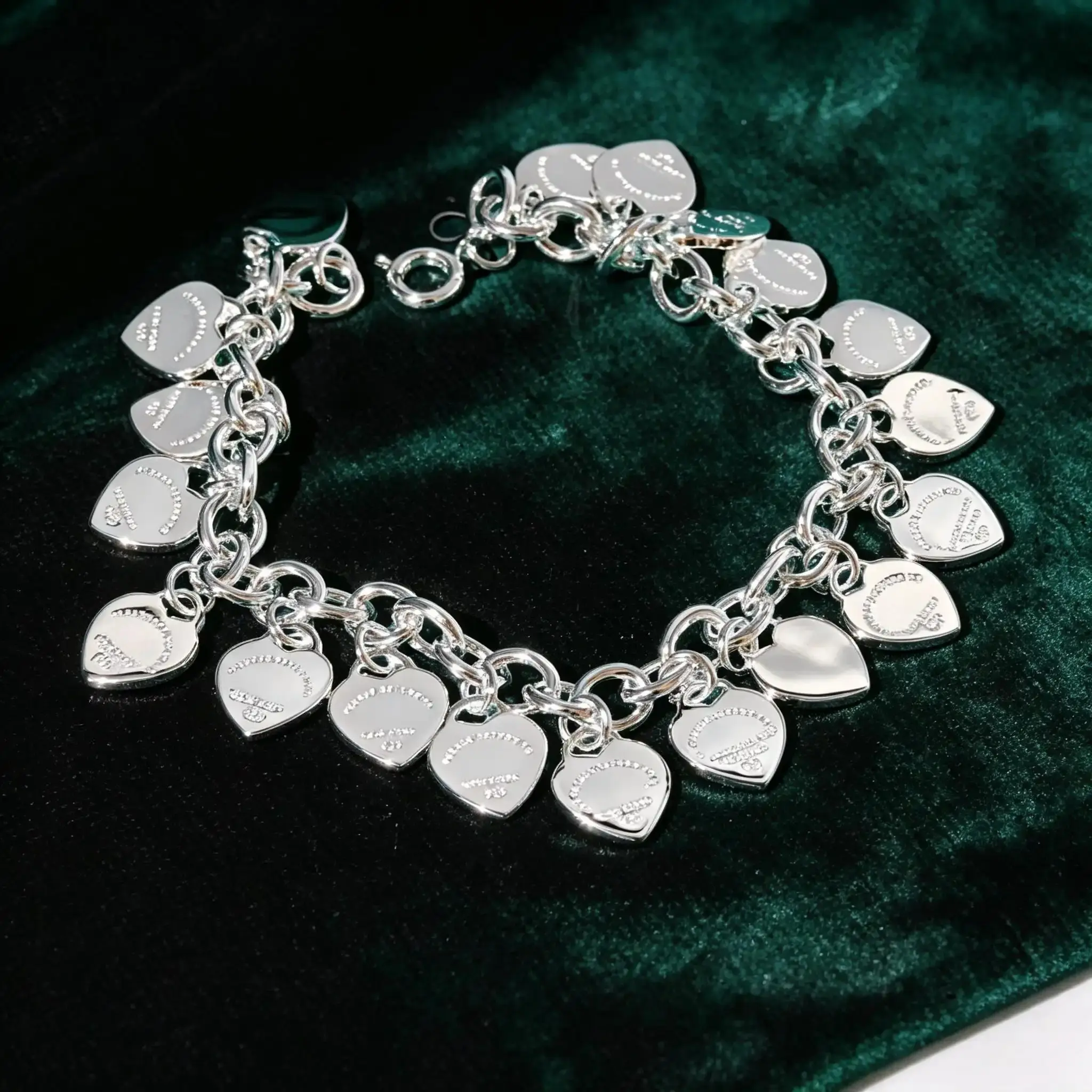 Women's Multi-Heart Silver Bracelet - Classic Stylish Costume Jewelry Accessory