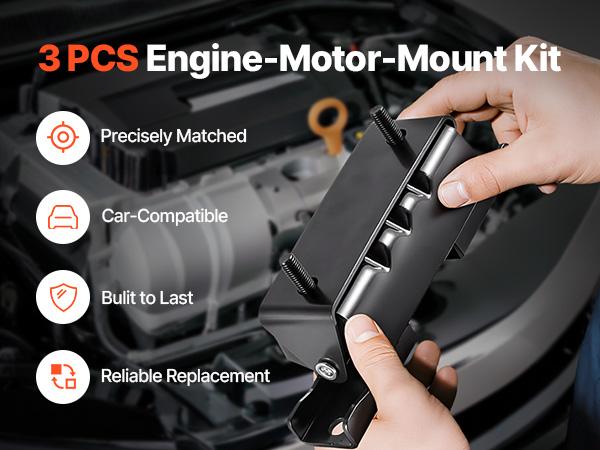 VEVOR Engine and Transmission Motor Mount Kit Replacement, Set of 3, Compatible with 2007-2013 Chevrolet Silverado 1500 5.3L V8, Replace OE# A5365, A5365, A2638, Secure Support VEVOR Engine and Transmission Motor Mount Kit Replacement, Set of 3, Compatible with 2007-2013 Chevrolet Silverado 1500 5.3L V8, Replace OE# A5365, A5365, A2638, Secure Support