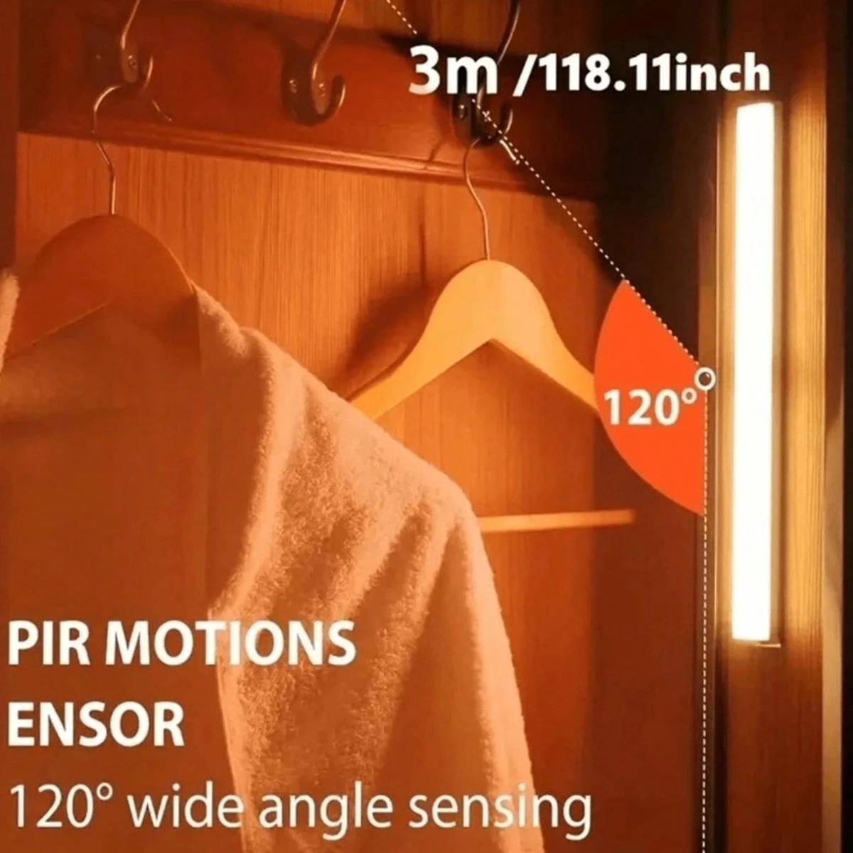 6pcs LED Motion Sensor Under Cabinet Lights, Wireless Night Light, Motion Sensor Lamp, Rechargeable Magnetic Wardrobe Lighting, USB Powered, Kitchen & Office Use, Magnetic Closet Lights