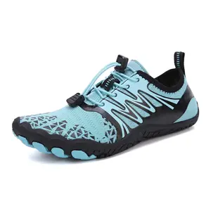 Unisex Barefoot Water Shoes with Drainage Holes - Quick Dry Aqua Swim Shoes, Anti-Slip Rubber Sole & Elastic Bungee Laces for Beach, Kayaking, Snorkeling & Hiking