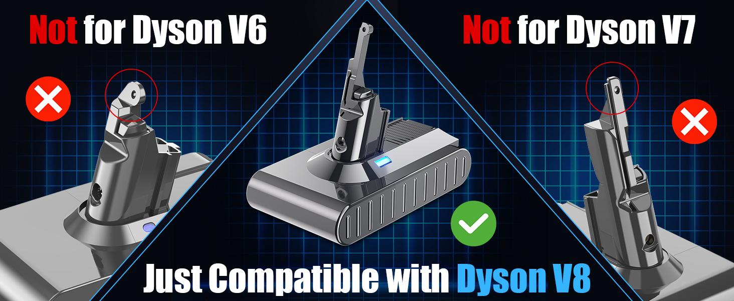 Upgraded 6.0Ah V8 Battery for Dyson V8 Battery Replacement Compatible with Dyson V8 Animal Battery Replacement SV10 Battery V8 Absolute 215681 Cordless Vacuum Lithium-ion Battery with Filter Parts
