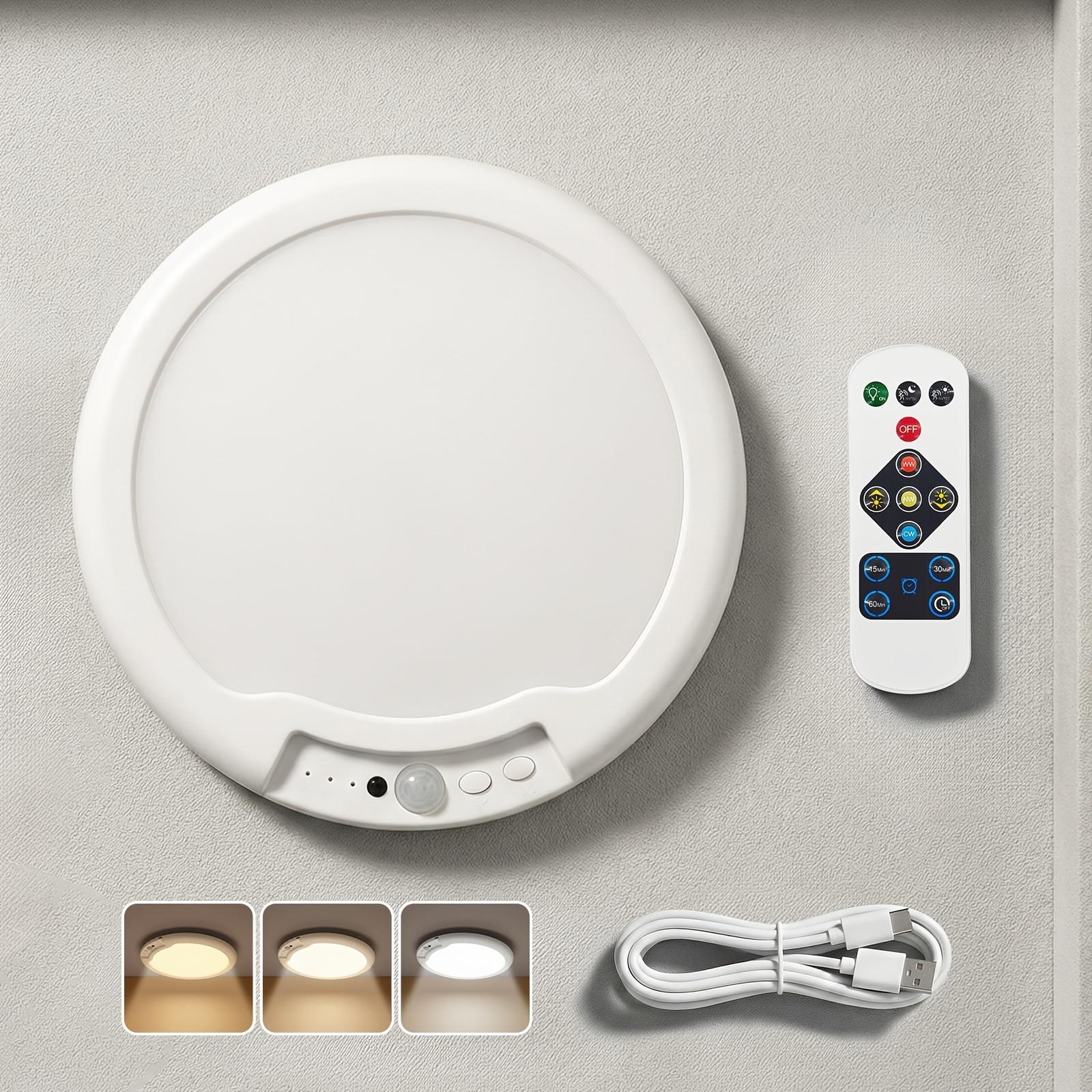 Rechargeable Motion Sensor Ceiling Light with Remote Control - Magnetic Wireless Ceiling Light Powered by rechargeable batteries for Closet Shower Stairs Shed Hallway Porch Patio ect,Suitable for various scenarios, dimmable lighting, easy to install