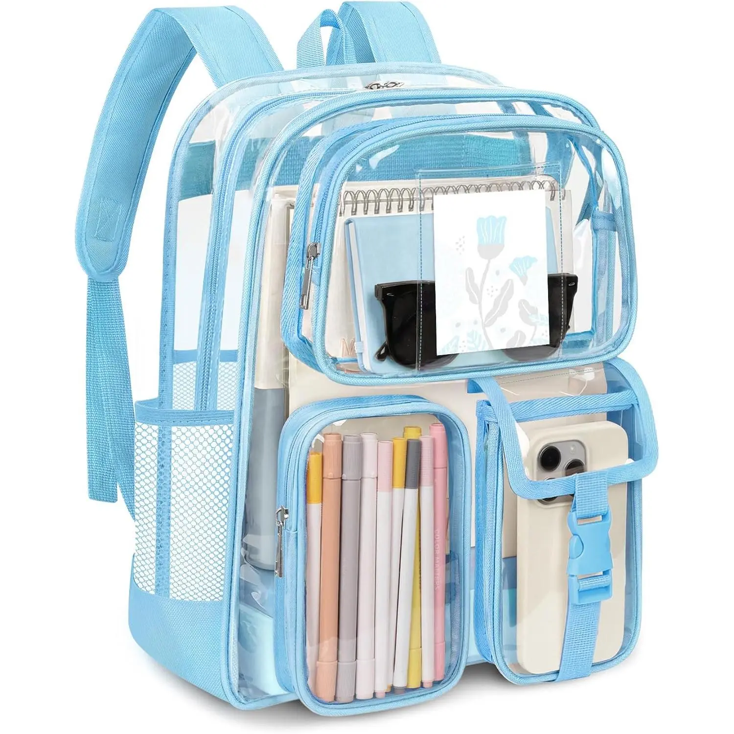 Clear Backpack for Stadium Events, Heavy Duty PVC Transparent Bookbag