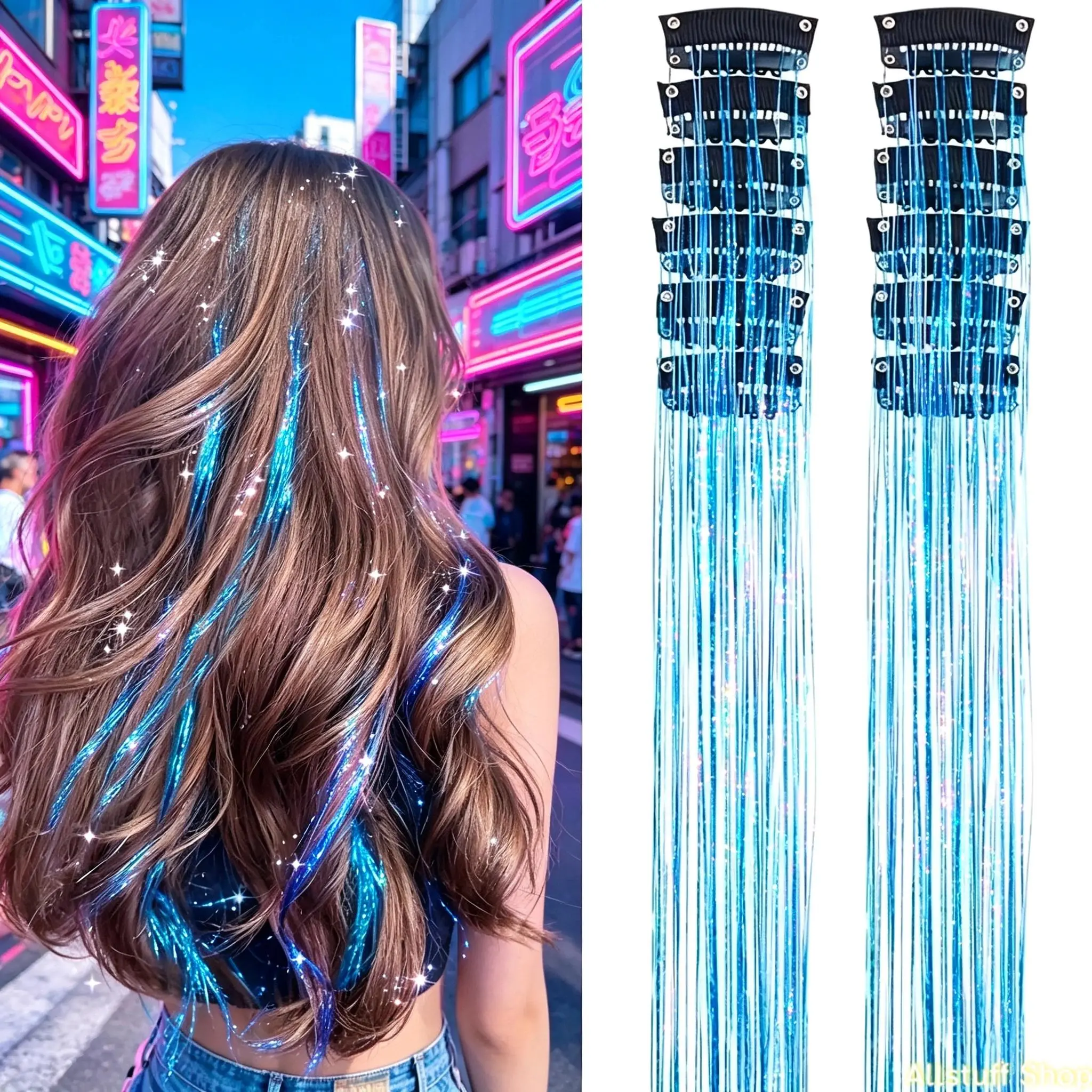 Sparkling Hair Clips Shiny Clip In Hair Extensions Glitter Hair Accessory Women Festival