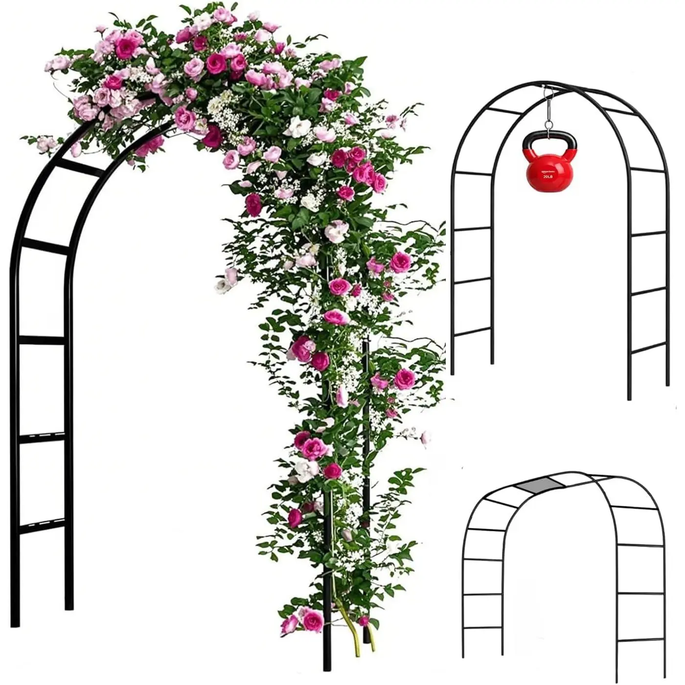 7.8ft Garden Arch Trellis for Climbing , Metal Arch Frame, Pumpkin  Outdoor Garden Arbors and  for Halloween Christmas Birthday Party  Shower Decoration(Black)