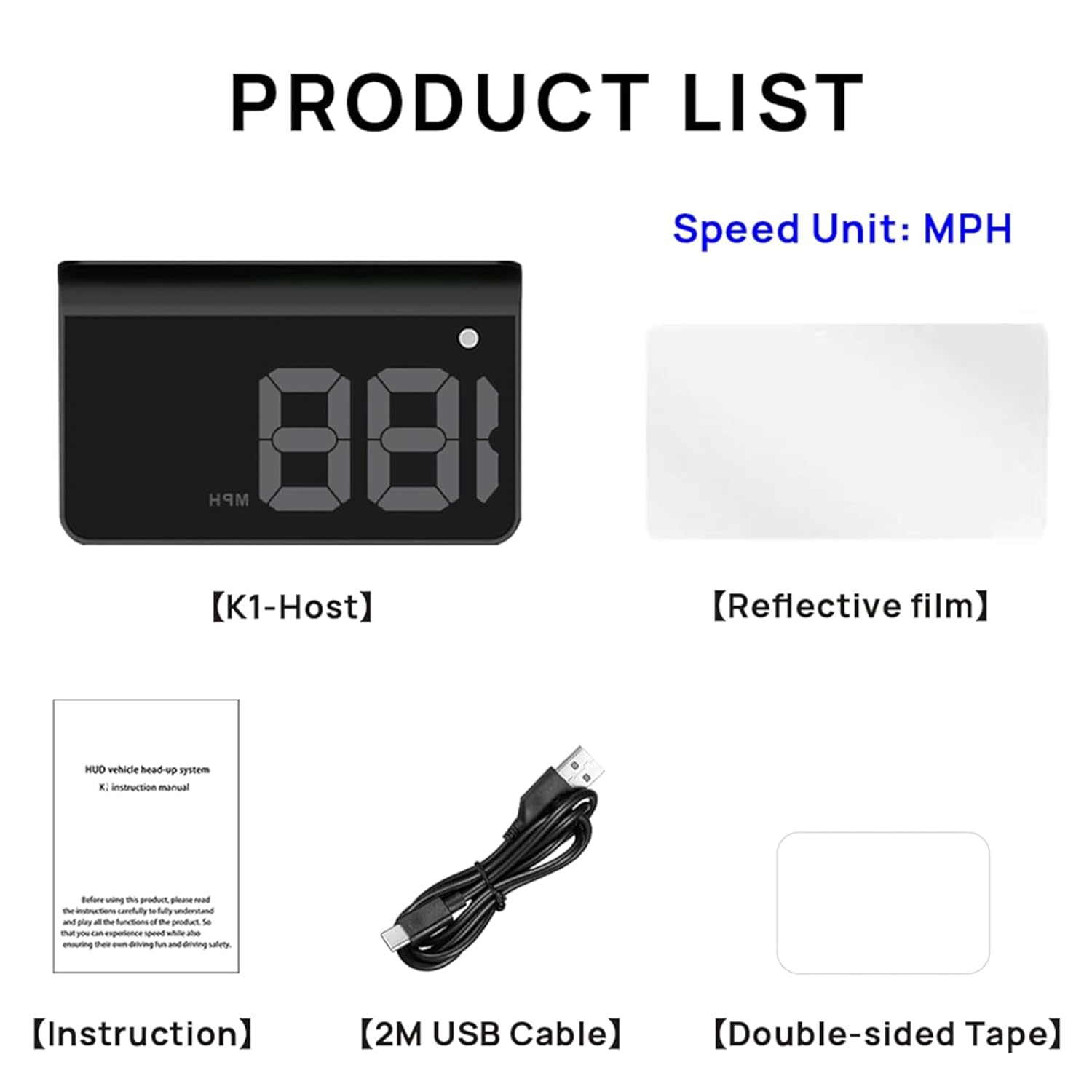 K1 Head up Display Car GPS Digital Speedometer Car Truck Motorcycle Head Up Display Odometer HUD MPH Car Tools Accessory,summervibes outdoorfun