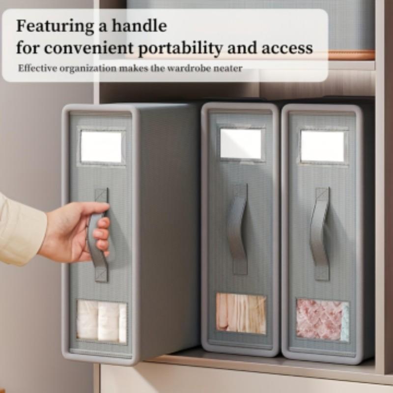 Foldable Large Capacity Bedding Storage Box with Viewing Window, Organize Sheets, Pillows, and Duvets Easily, Space-Saving Design for Neat Storage, Folding Storage Bin, Collapsible Storage Box, Bed Sheets Organizers