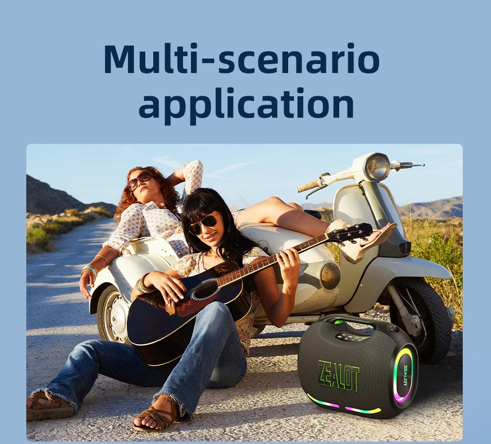 120W【ZEALOT】24000mAh/LIMITED/OFFERS Portable Speaker Bluetooth Speaker Party Speaker Waterproof IPX6 RGB Lights Power Bank TWS supports TWS pairing/USB/TF/AUX/BT smartphones. Ideal choice for family/car/Pool Party/BBQ/camping/gift giving tiktokshopspringg
