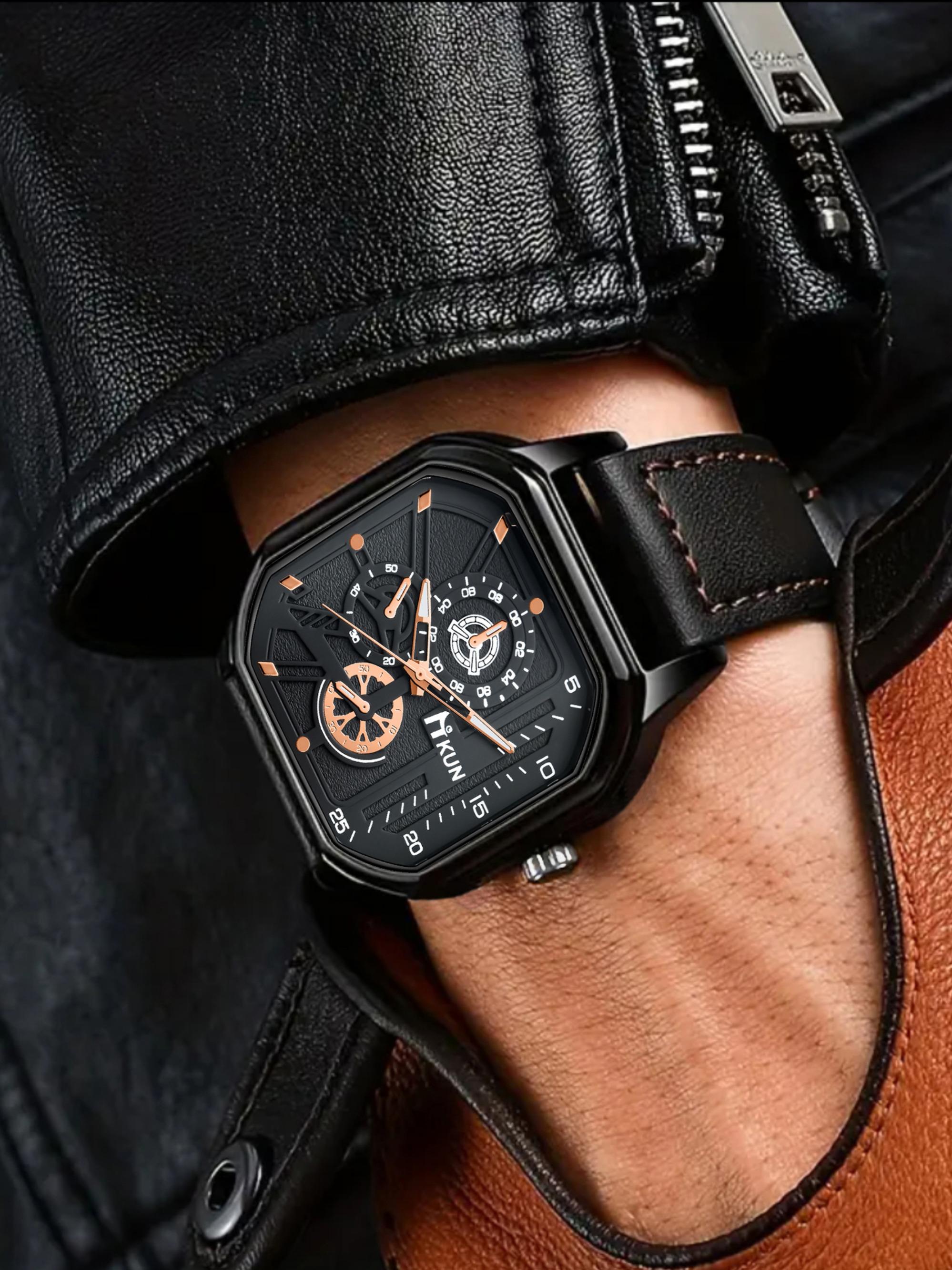 Men's Business Casual Quartz Watch Set, Perfect Gift for Daily Wear & Holidays Like Thanksgiving Christmas Birthdays, Stylish Timepiece Collection