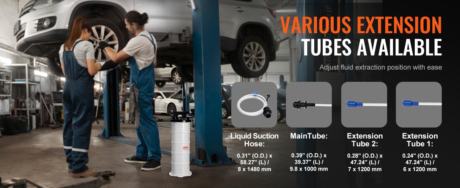 VEVOR Fluid Extractor, 1.74 Gallons (6.5 Liters), Pneumatic/Manual Oil Changer Vacuum Fluid Extractor with Dipstick and Suction Hose, Oil Extractor Change Pump for Automotive Fluids Vacuum Evacuation