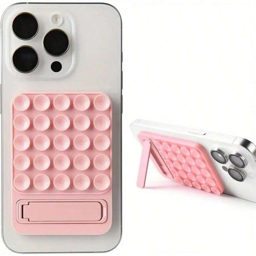 Silicone Suction Cup Phone Holder, Octobuddy Sticky Phone Grip, Perfect Fit for Bathroom Kitchen Bedroom Living Room Gym Car Travel School