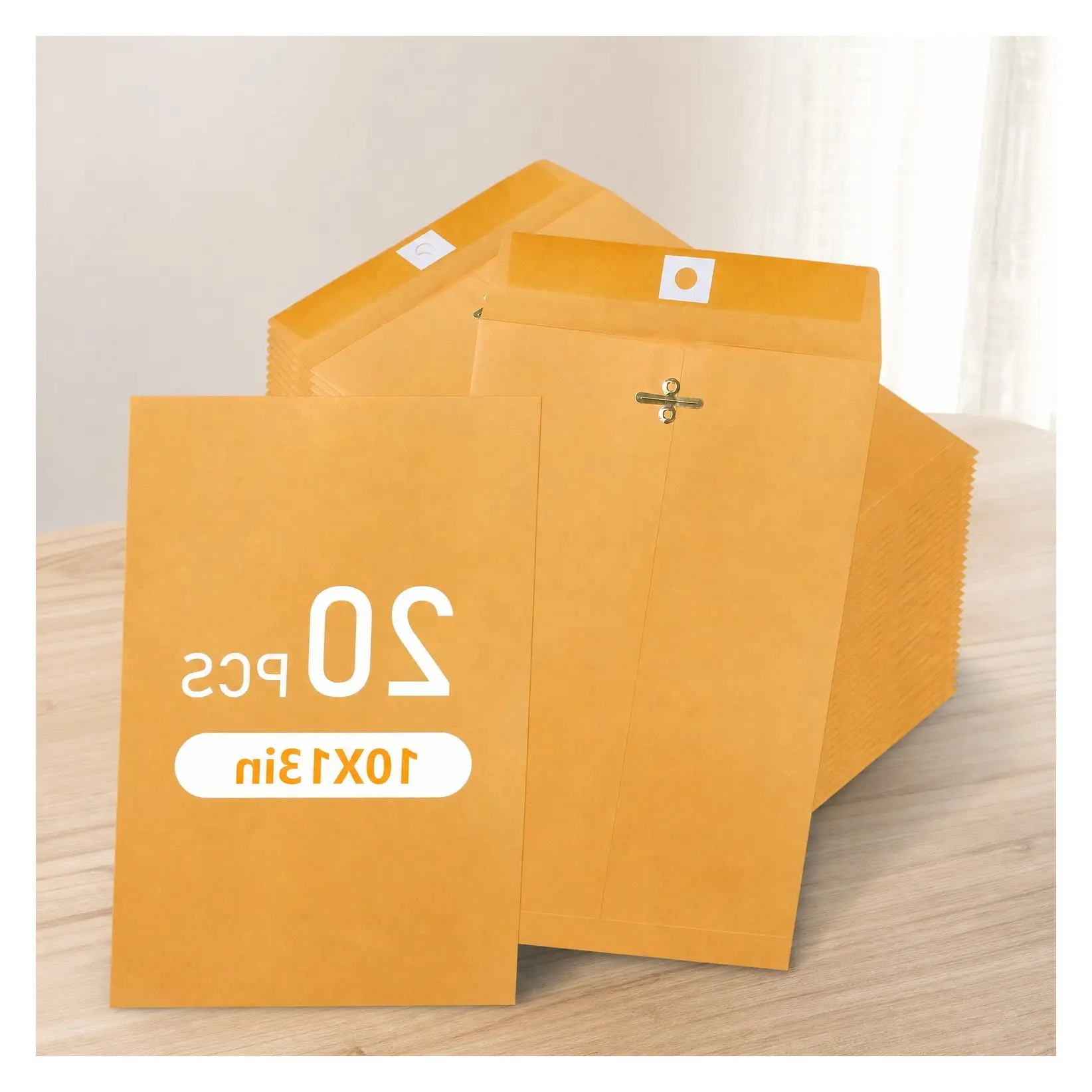 20 Pack 10x13 Inch Manilla Envelopes with Clasp Closure, 28lb Gummed Seal Large Brown Mailing Envelopes for Office, School, Business, Home UseGift