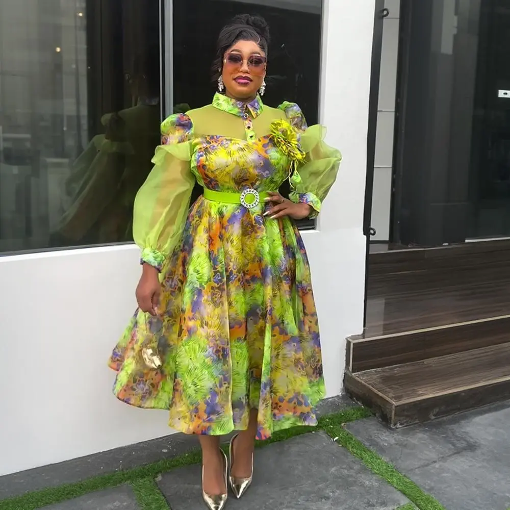 Elegant African Dresses For Women 2025 New Summer Fashion Print Robe Plus Size Turkey Muslim Wedding Evening Party Long Dress