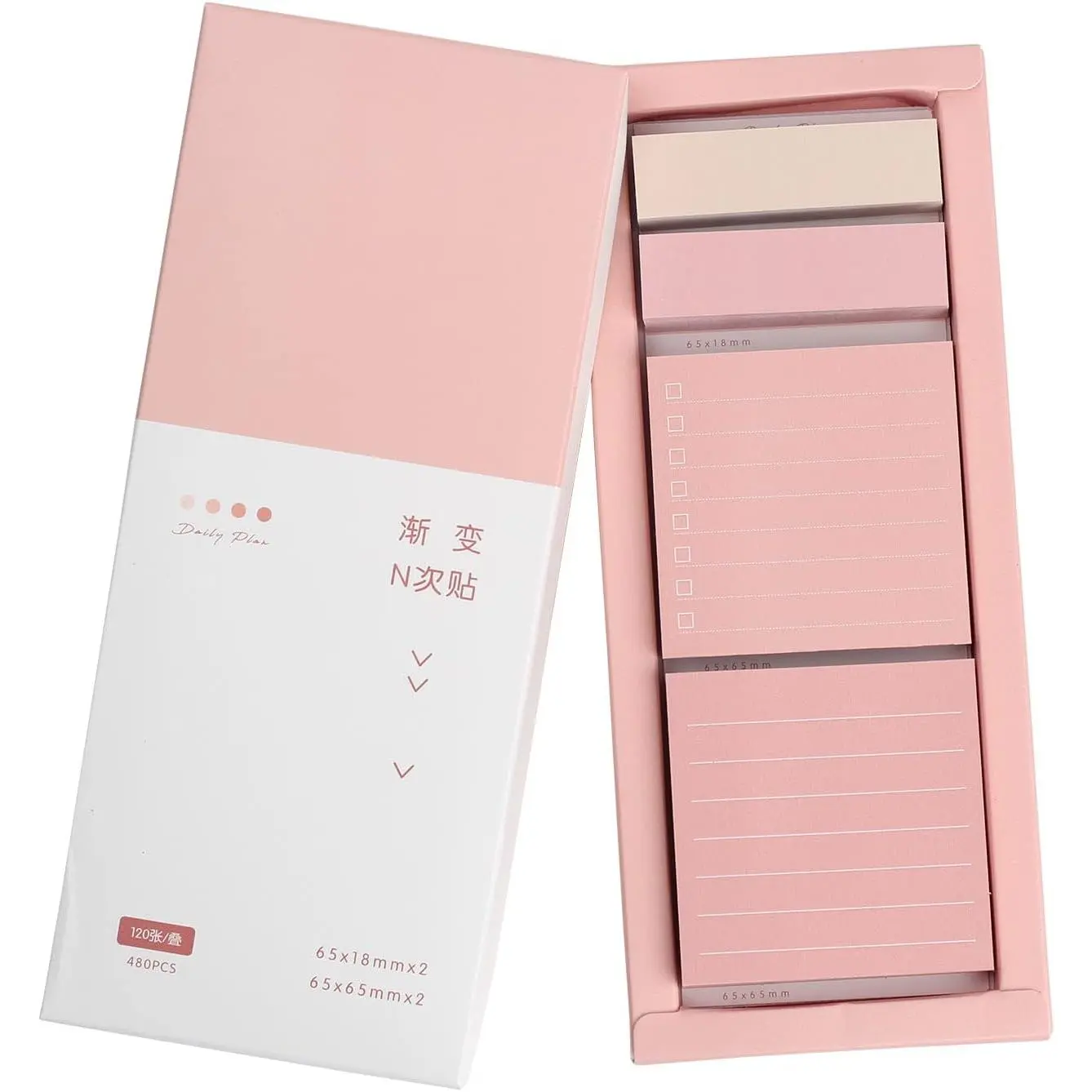 Pastel Lined Paper Sticky Notes Set - 240-Sheet Self-Stick Pads with Index Tabs for Organization, Cute Memo Notepads for School/Office Use