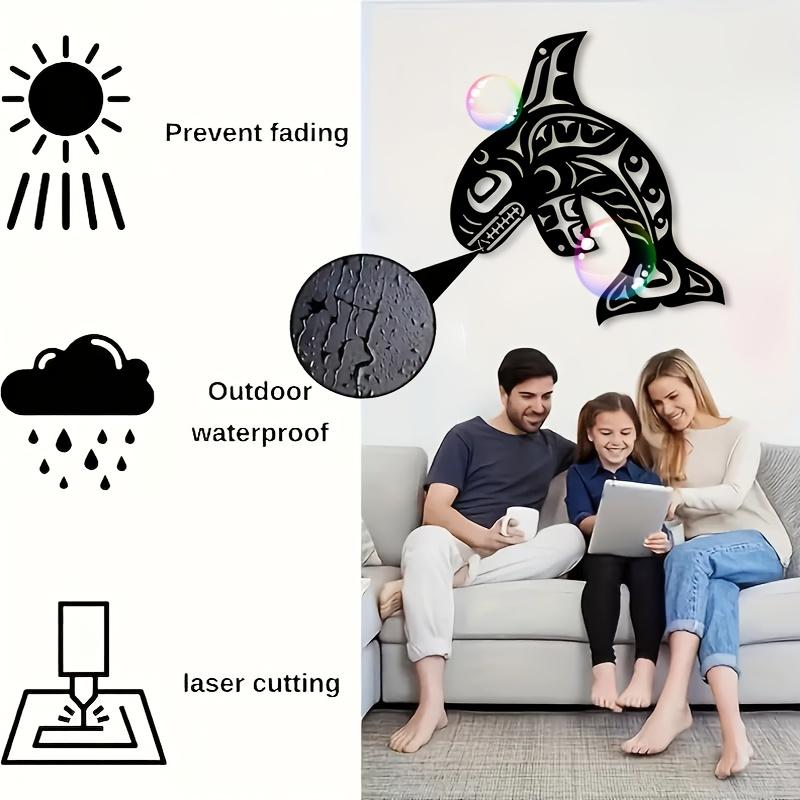 1pc Orca Metal Wall Art - Rust-Resistant Iron Orca Statue Mural Suitable for Coastal Nautical Decor, Ocean Theme Bedroom & Christmas Marine-Themed Gift for - Elegant Orca for Marine Lovers