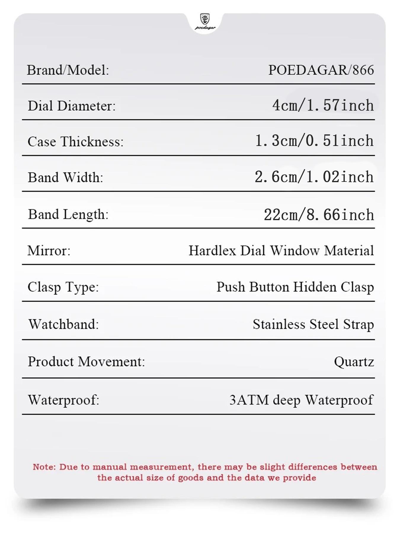 Poedagar Fashion Men's Watch Waterproof Date Men's Square Watch Suitable for Daily Wear and Outdoor Activities Durable Timepiece Stainless Steel Quartz Men's Watch