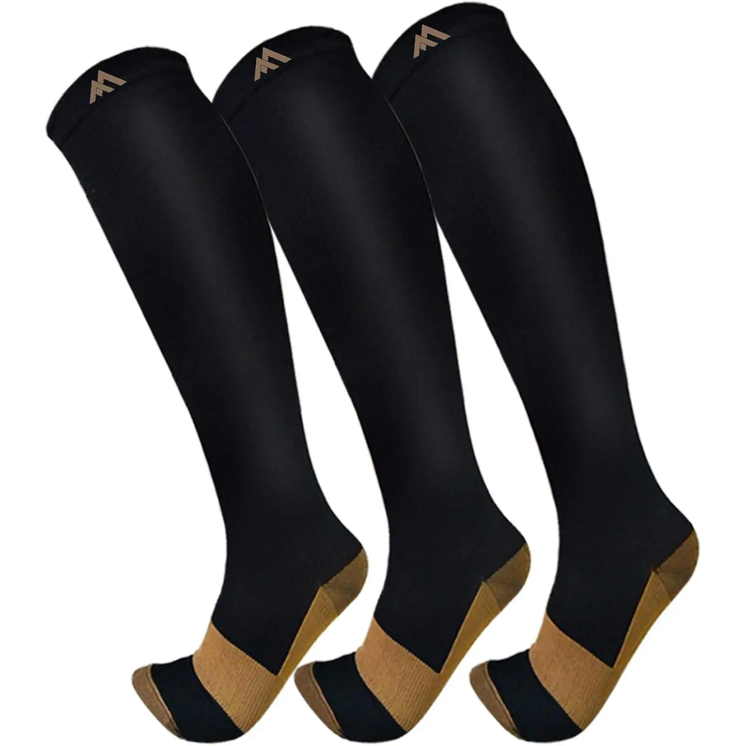 FuelMeFoot 3-Pack Copper Fiber Compression Socks - Socks for Women, Men - Ideal for Medical Use, Athletic Running
