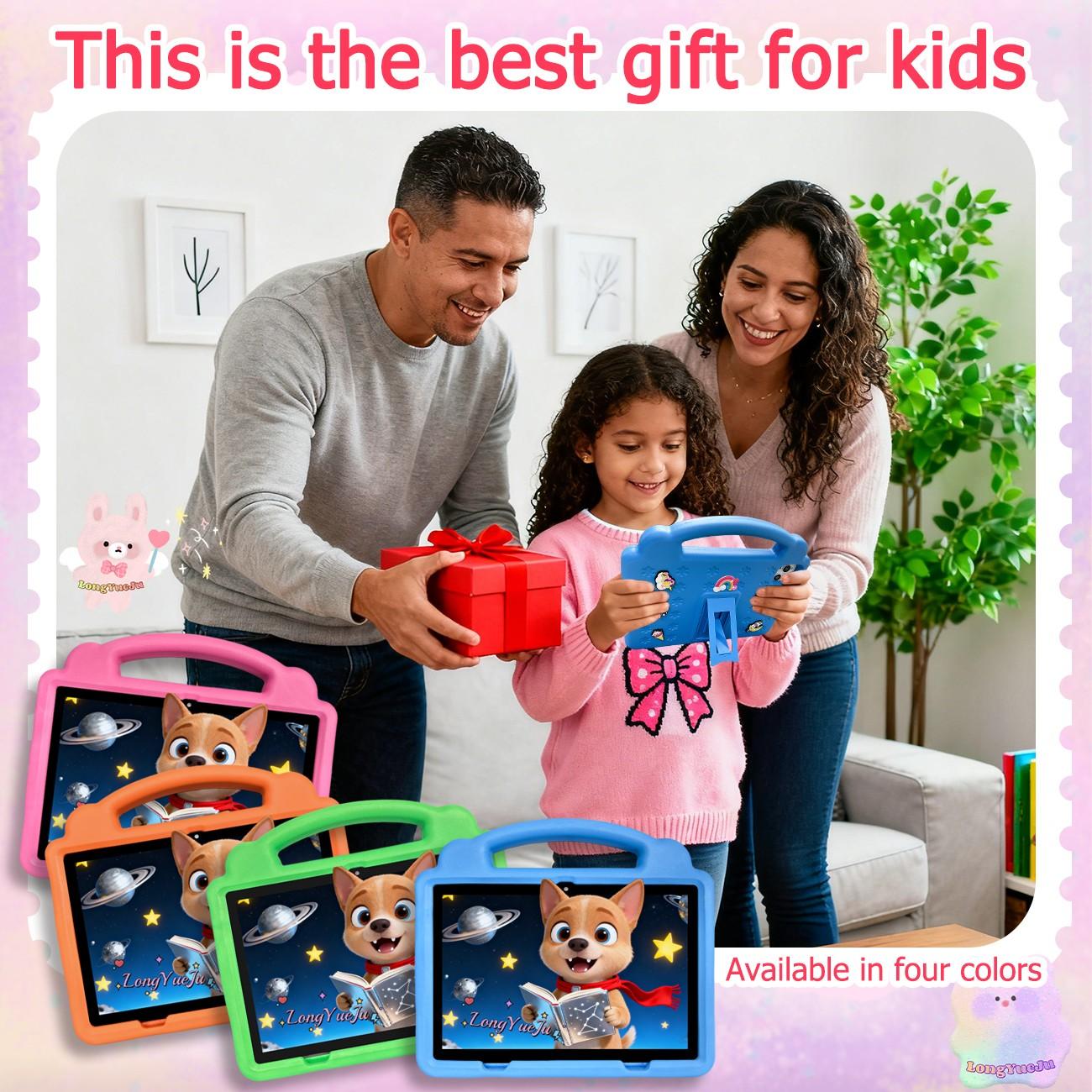 【TikTok Shop Spring New Arrivals】10.1 Inch Android Tablet with Dual Cameras,Shockproof & Dustproof Case, IWAWA Parental Control Learning App,Lightweight Stylish Design, Internet Ready for Daily Family Use, Best Holiday Gift (Adapter Not Included)