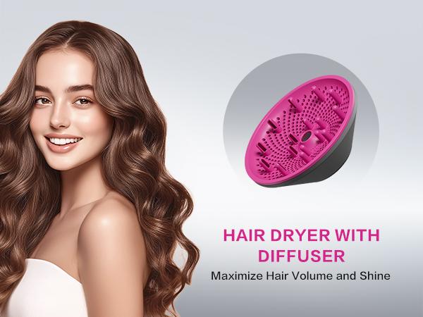 BABONIR Ionic Hair Dryer 1875W Quick-Dry, Frizz Reduction, Concentrator & Diffuser Accessories, Lightweight & Quiet, Foldable Travel Design,Adaptable to All Hairstyles,Blow Dryer,Compact Design for Women and Men,Christmas Gifts Holiday Gift,Grey,Pink