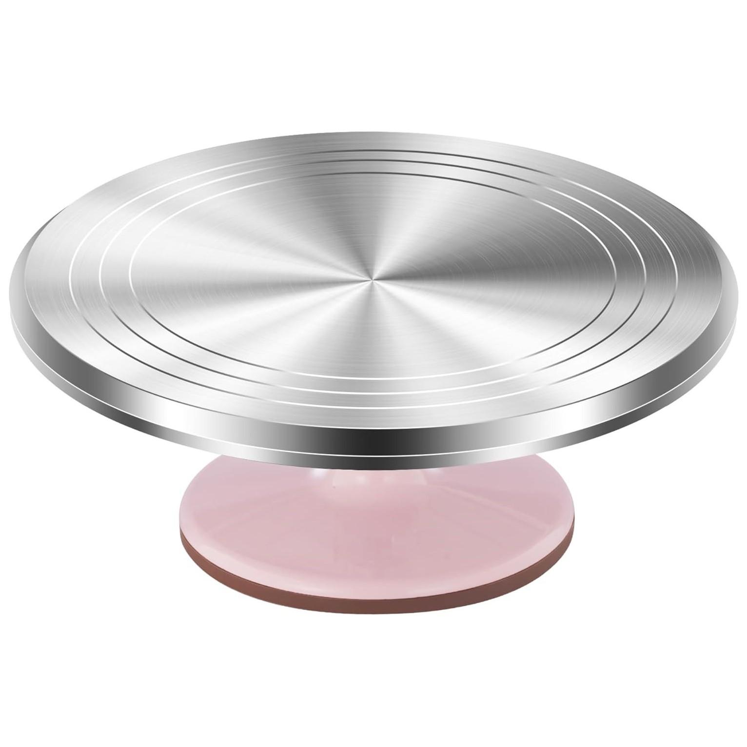 Aluminum Cake Stand, Rotating Cake Display Tray, Round Decorative Turntable, Bakery Showcase Holder, Birthday Wedding Party Accessories