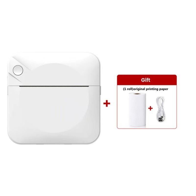 Portable Mini Printer Set, USB Rechargeable Wireless Thermal Printer with Paper, Portable Label Printer, Ideal for Home Office School Portable Photo Printer
