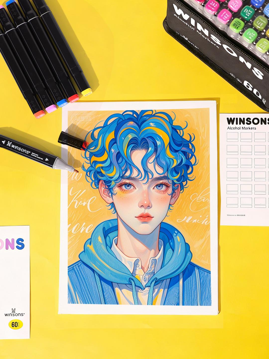 WINSONS 12/24/36/60/120/240 Colors Dual Tip Alcohol Markers Set for Airbrush Marker Replacement