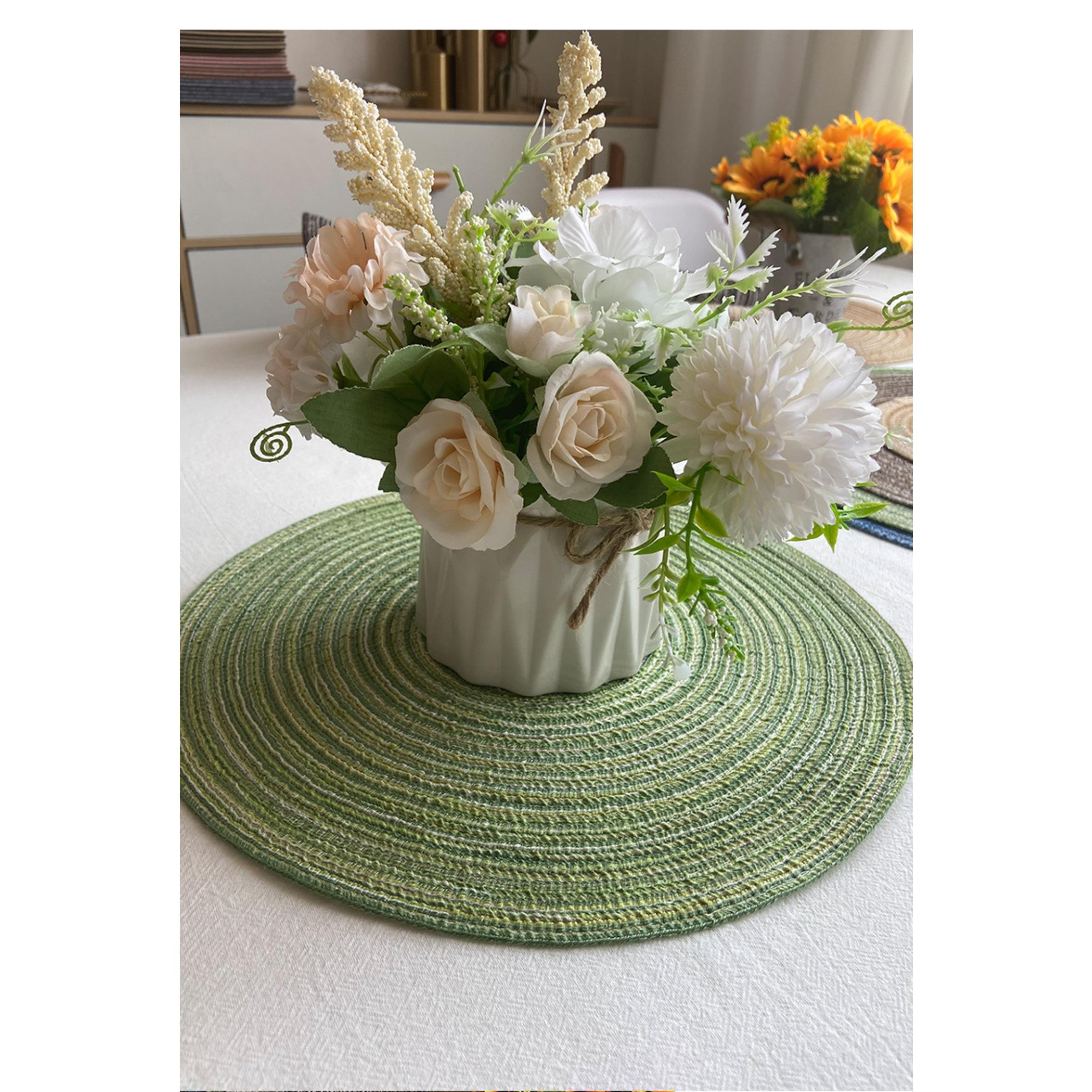 1PC Solid Color Woven Coaster, Heat Resistant Placemat for Cups and Dishes, Polyester Fabric Home Anti-Scald Mat, Wedding Valentine‘s Day Easter St. Patrick’s Day Carnival Decoration