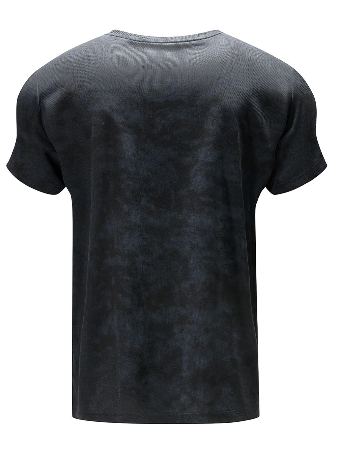 Men's Casual Gradient Patchwork Round Neck T-Shirt, Gym Tee, Breathable Comfort, Summer Gym Workout Quick Dry Short Sleeve, Daily Wear and Vacation