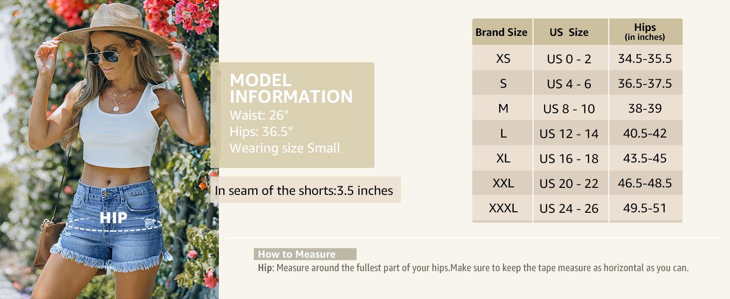 Luvamia Women's High Waisted Denim Shorts Frayed Raw Hem Ripped Jeans Shorts Fit Bottoms Casual Summer Outfits