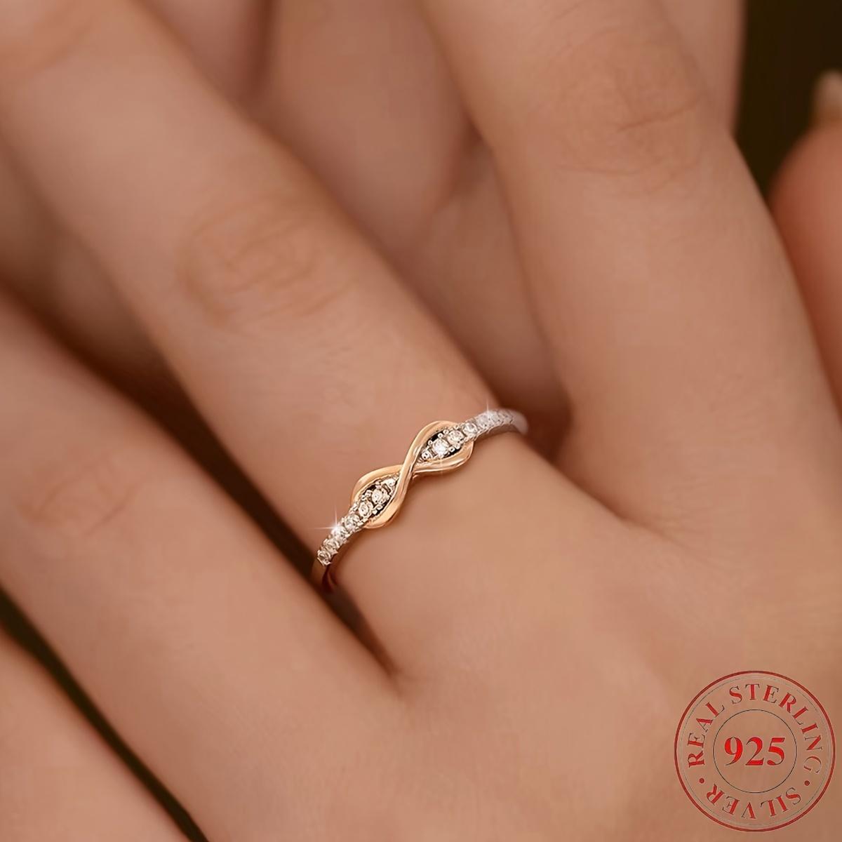 S925 Sterling Silver Wedding Ring Dainty Fresh Lucky 8 Loop Colorful Split Delicate Jewelry Gift for Women
