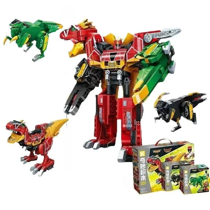 Keeppley Zyuden Sentai Series Building Blocks 3 in 1 Mecha Dragon God Dinosaur Model Educational Toy Splicing Children Gift