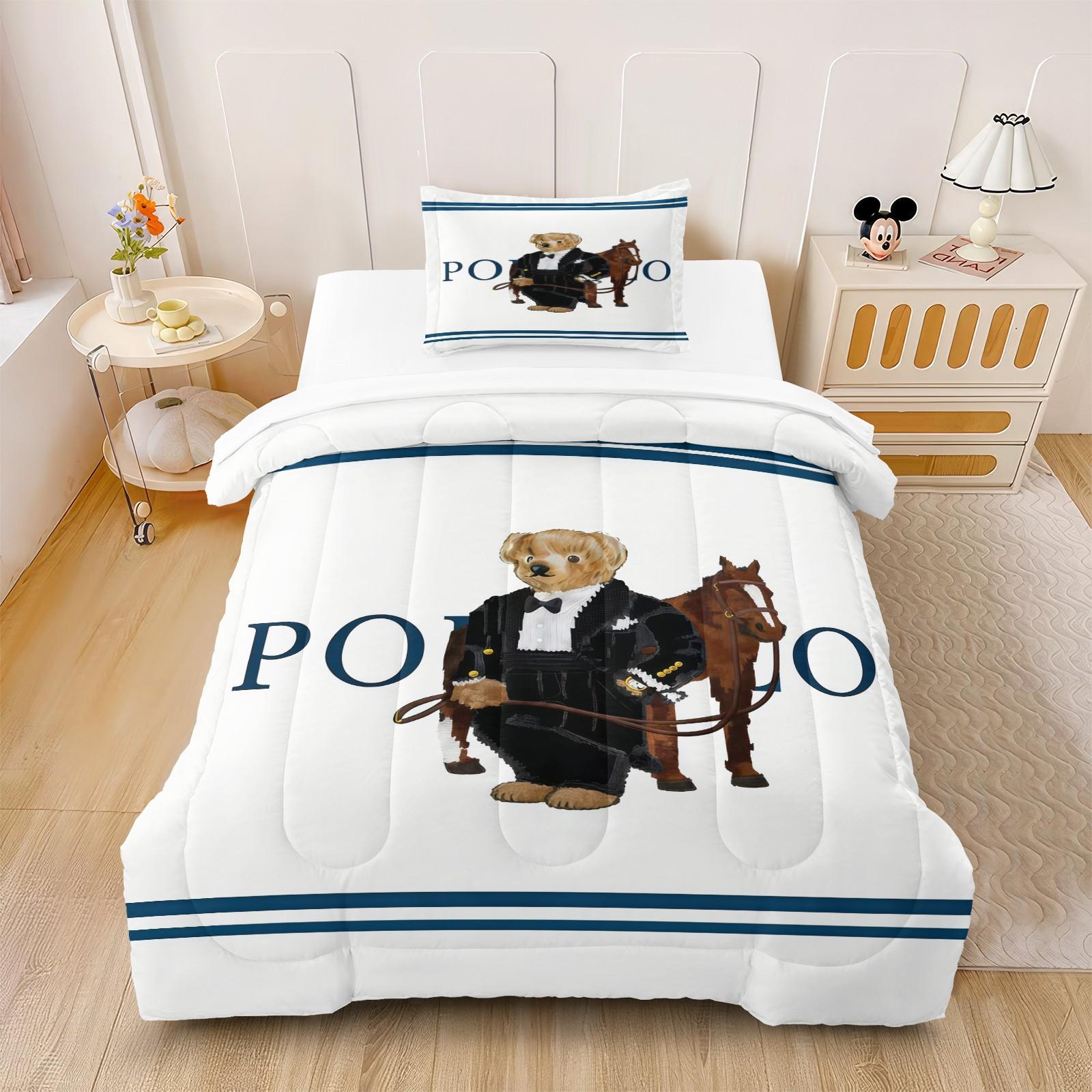 Bear Pattern Comforter Set Quilt, Soft And Durable Bedding Set, Includes 1 Comforter And 1 Or 2 Pillowcases, Daily Holiday Birthday Gift Bedroom Decoration For Children And Adults