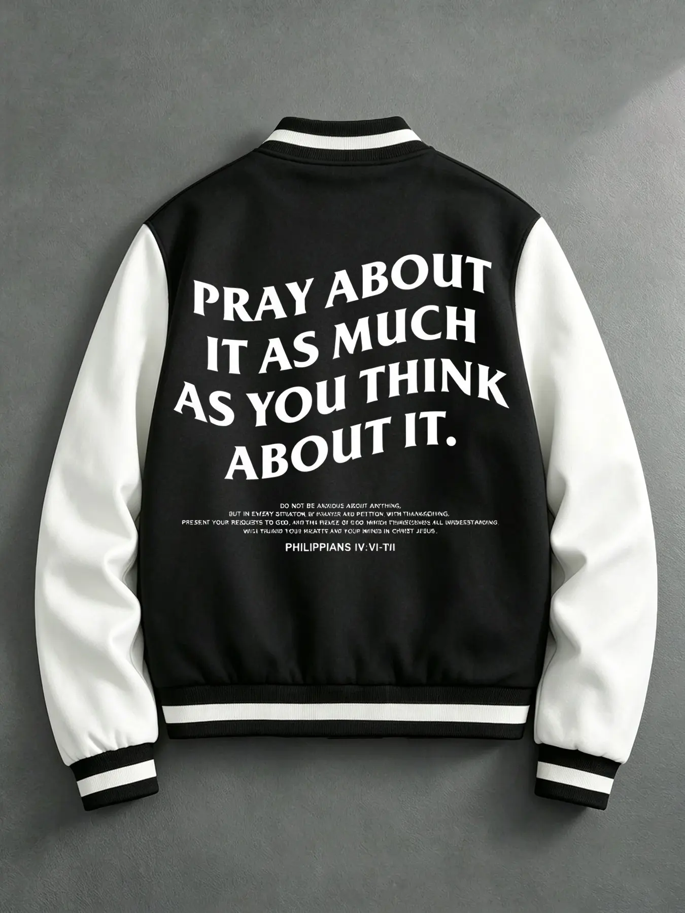 Men's Fashion Casual Jacket, Jesus Cross Letter Print, Christian Faith Baseball Coat, Versatile Streetwear, Slim-Fit Long Sleeve, Printed Baseball Jacket