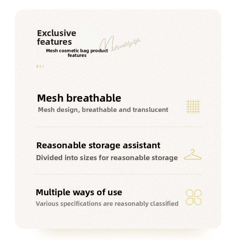 Mesh Makeup Bag Set, Heart Print Cosmetic Bag, Portable Travel Toiletry Bag for Women, Cute Makeup Organizer Pouch