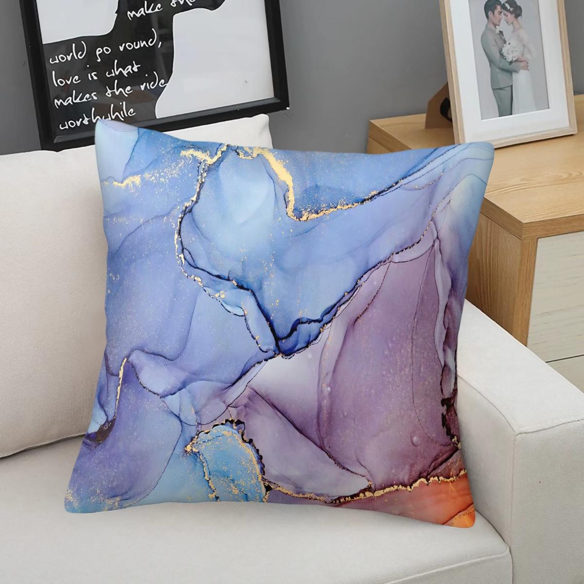 Marble Print Throw Pillow, Modern Luxury Decorative Pillow, Soft Square Cushion with Zipper Closure, Ideal for Sofa, Living Room and Bedroom Decor, Perfect Gift for Fluid Art Enthusiasts