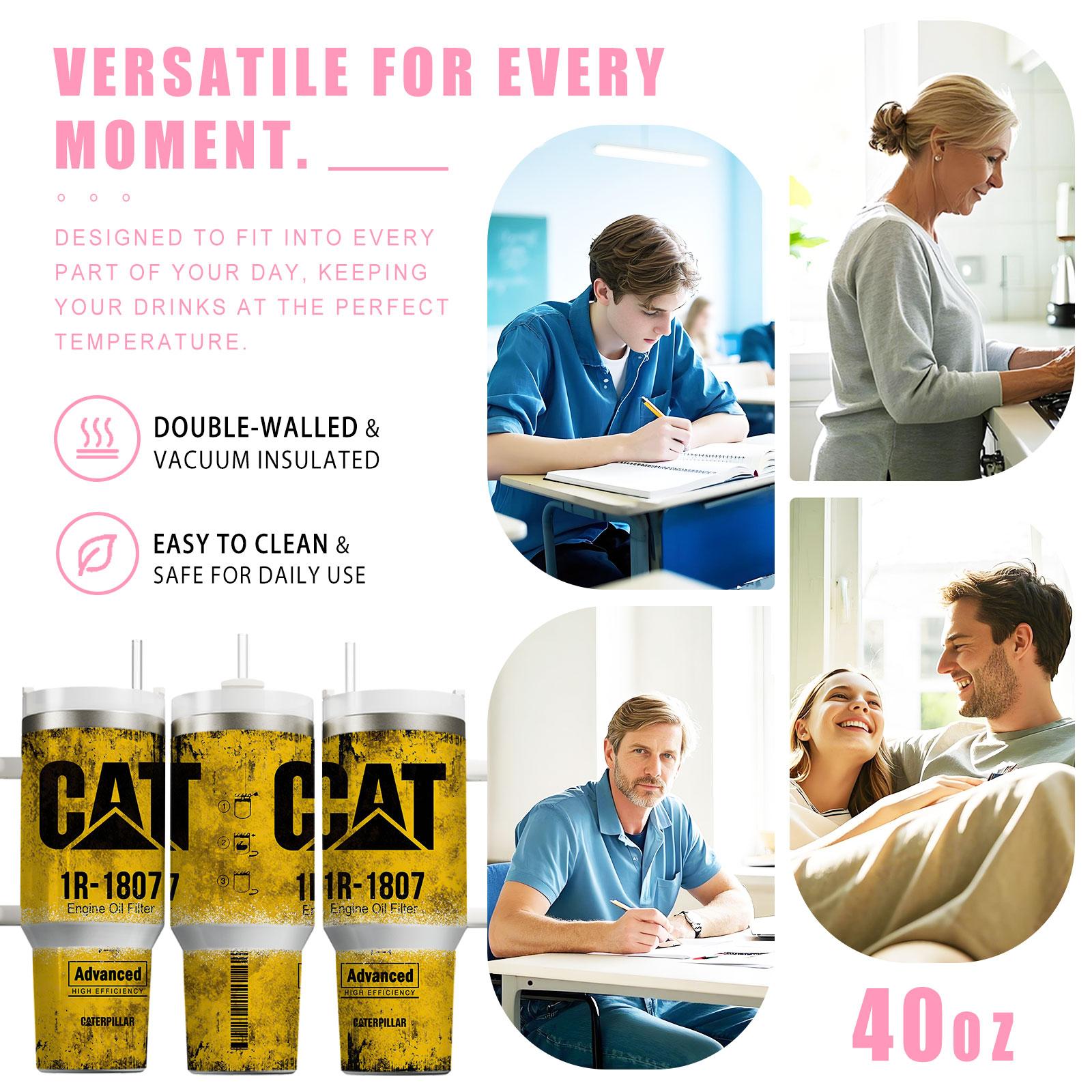 Stainless Steel Vacuum Flask, 1 Count 40oz Including 1 Count Straight Tumbler & 1 Count Lid & 1 Count Straw & 1 Count Straw Brush, Drinking Cup for Hot Cold Drinks, Insulated Travel Drinkware