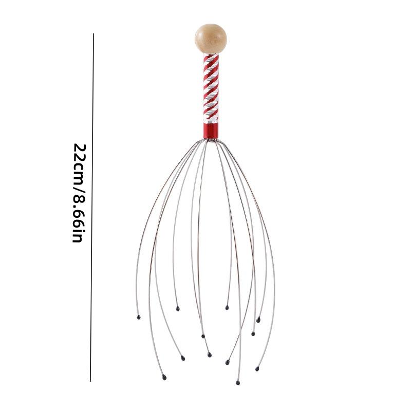 Stainless Steel Octopus Head Massager Set, Natural Pressure Relief Tool for Neck & Body, Scalp Relaxation Massage Device