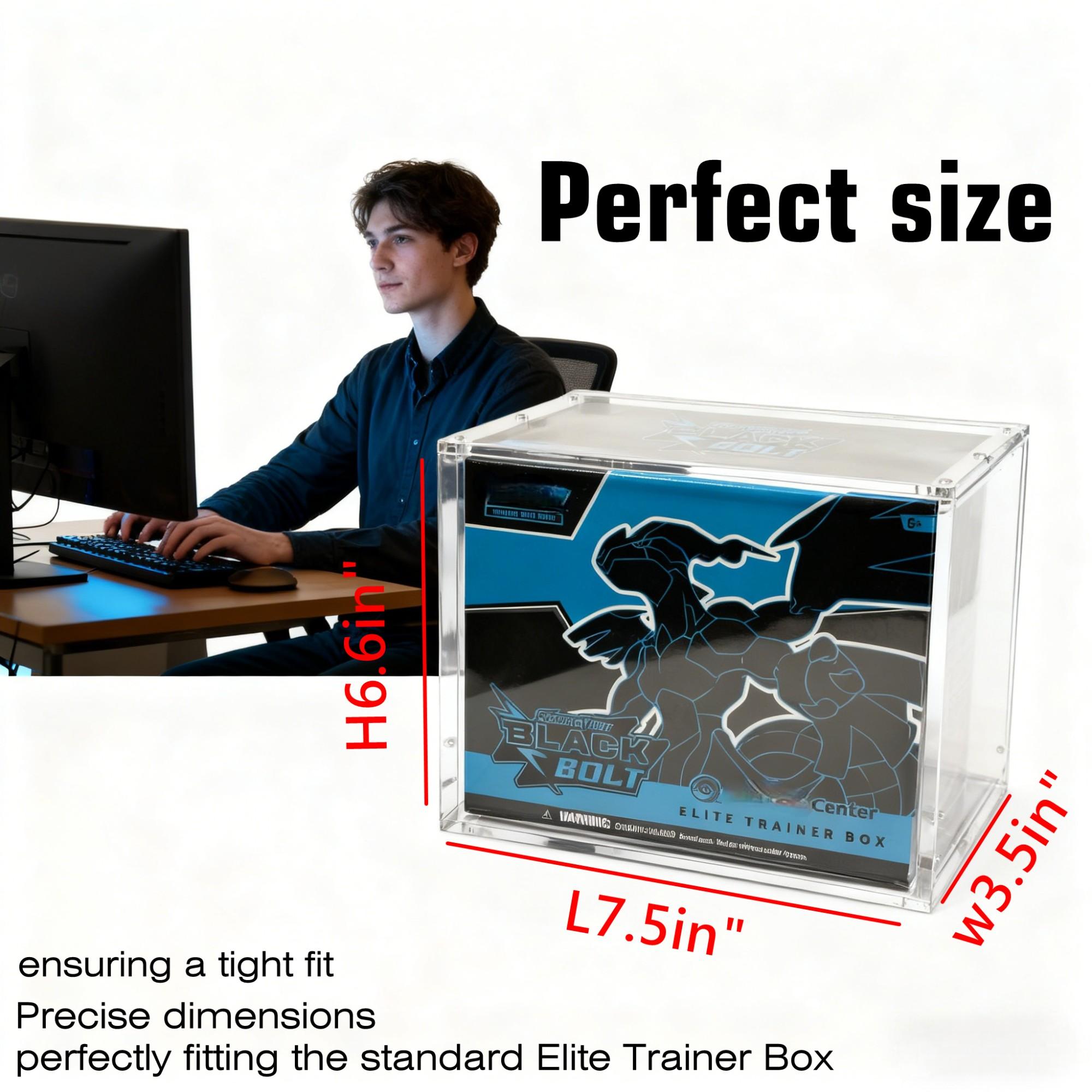 Elite Training Box Acrylic Case, 5mm Thick Stackable Display Box, Etb Protection Cover with 6x3mm Strong Magnets, Compatible with Elite Training Box