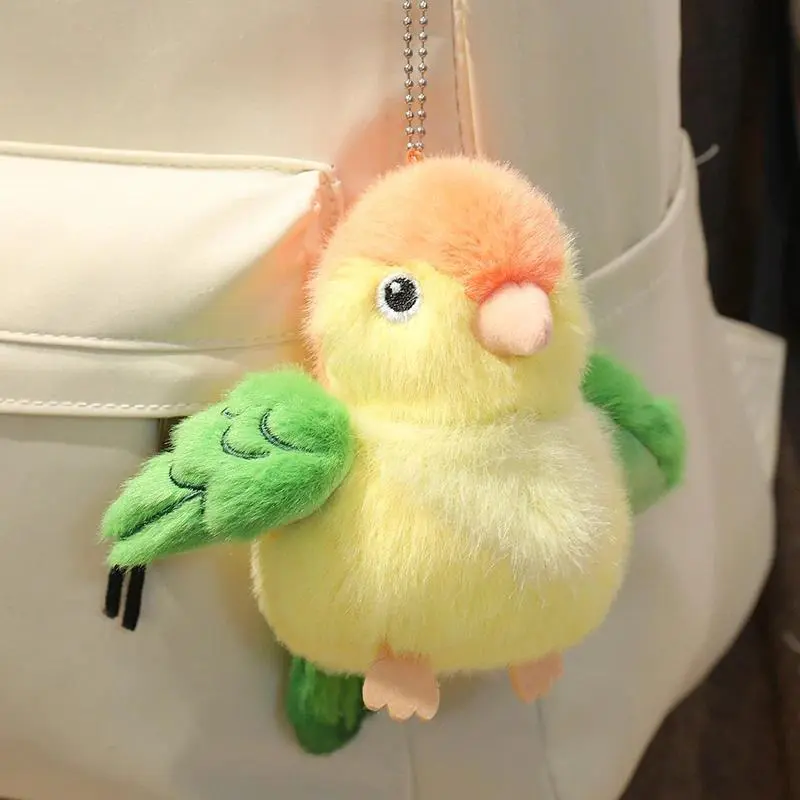 14cm Anime Kawaii Parrot Plush Pendant Keychain, 1pc DIY Fabric Simulation Bird Nest Felt Craft Toy, Cute Gift for Girls