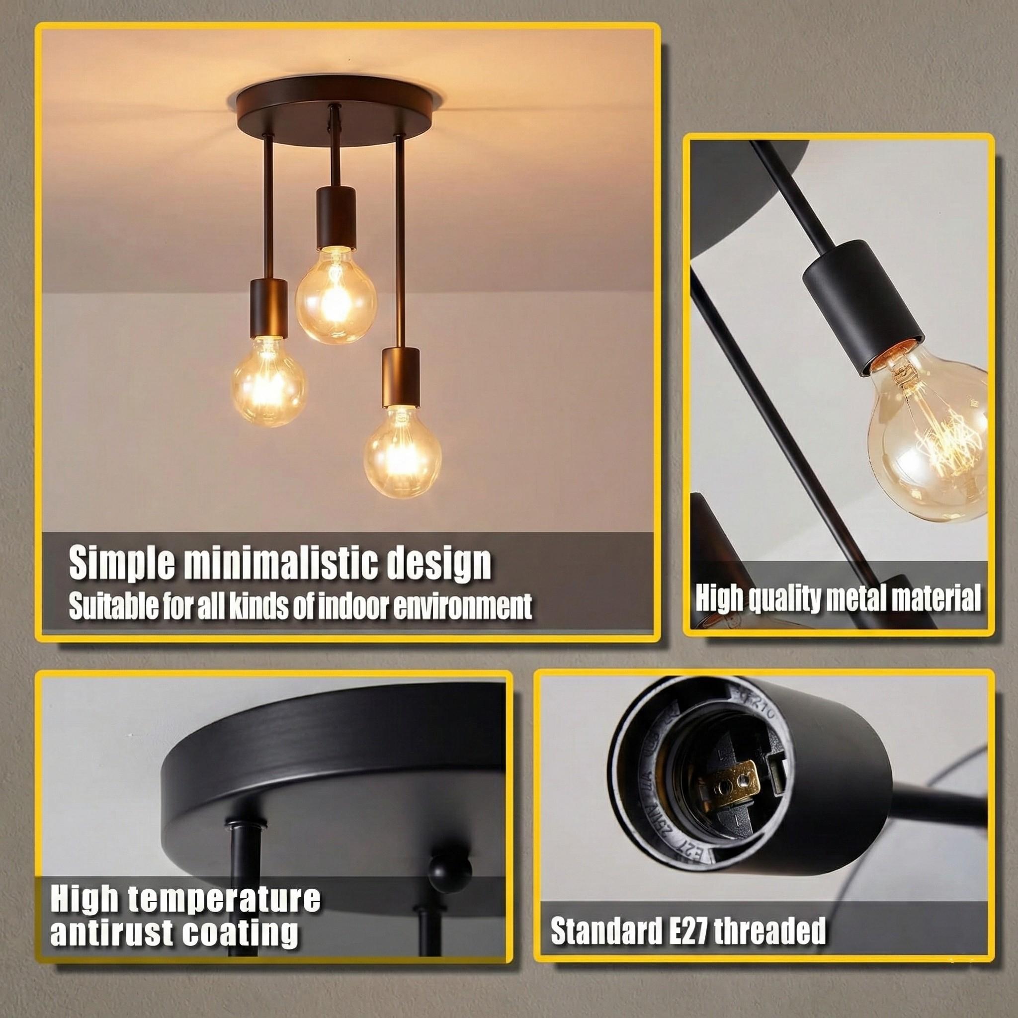 Modern Minimalist Gold Three-Arm Cylinder Pendant Light, European Home Fit E27 Interface Max60w Bar Hallway Lighting