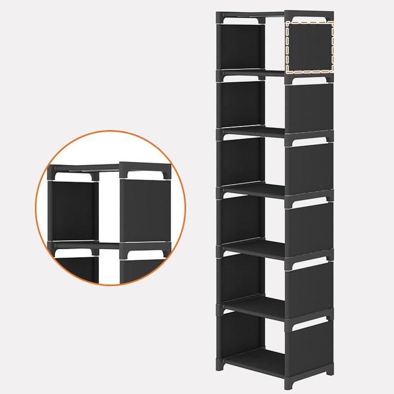 1-tier, multi-layer dustproof shoe rack, black/white, multi-functional storage rack, kitchen storage rack, shoe organizer, space-saving, for use at the entrance of dormitories, living rooms, bathrooms, etc., essential for students starting school.