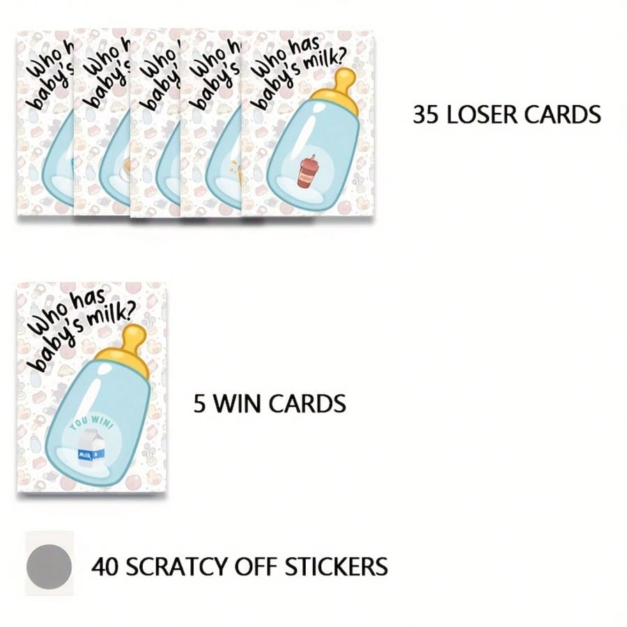 40 Scratch-Off Cards Baby Shower Game, Blue Color, Fun Prize Game for Guests, Interactive Creative Party Activity, Perfect for Celebrations