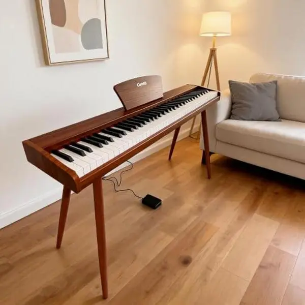 88‑Key Weighted Digital Piano, Compact Upright Electric Piano with Wooden Stand & Sustain Pedal, Black Full‑Size Keyboard for Home Lessons, Daily Practice, Bedroom, Living Room & Studio