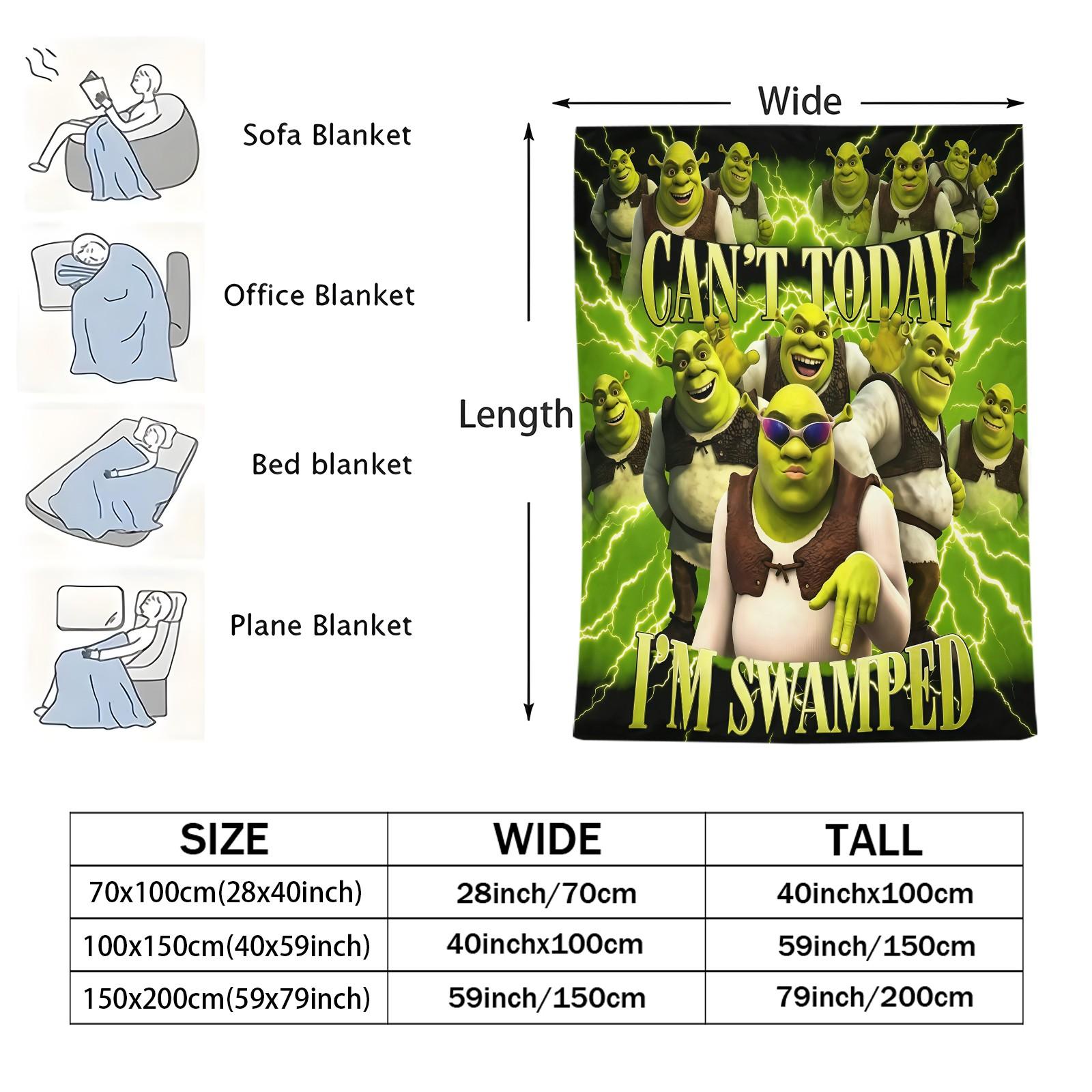 Shrek Pattern Blanket, Everyday Holiday Birthday Gift For Kids And Adults, 1 Soft, Warm And Lightweight Single Sided Printed Plush Blanket, Suitable For Bed, Sofa, Car, Room Decoration