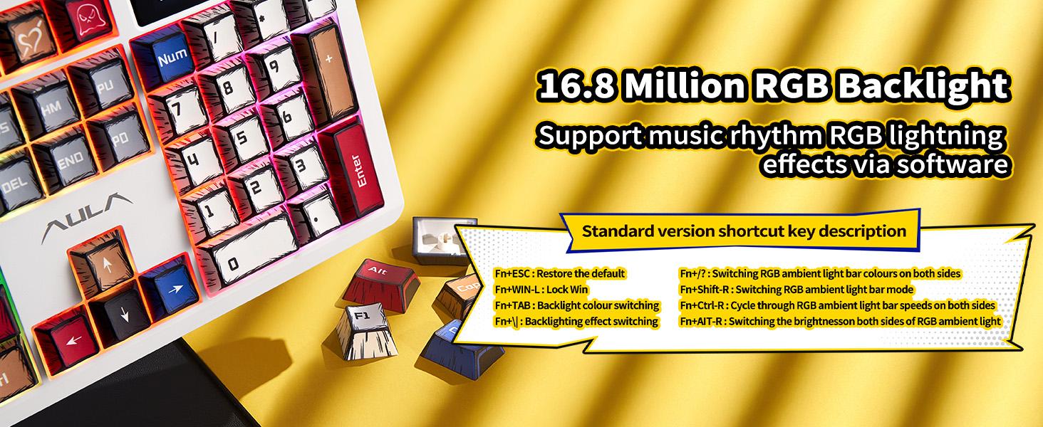 AULA F106 PRO Wireless Mechanical Keyboard,Full Size Gaming Keyboard with Hot Swappable Knob & Screen,Tri-Mode RGB Backlit with 8000mAh for PC/Laptop/Windows