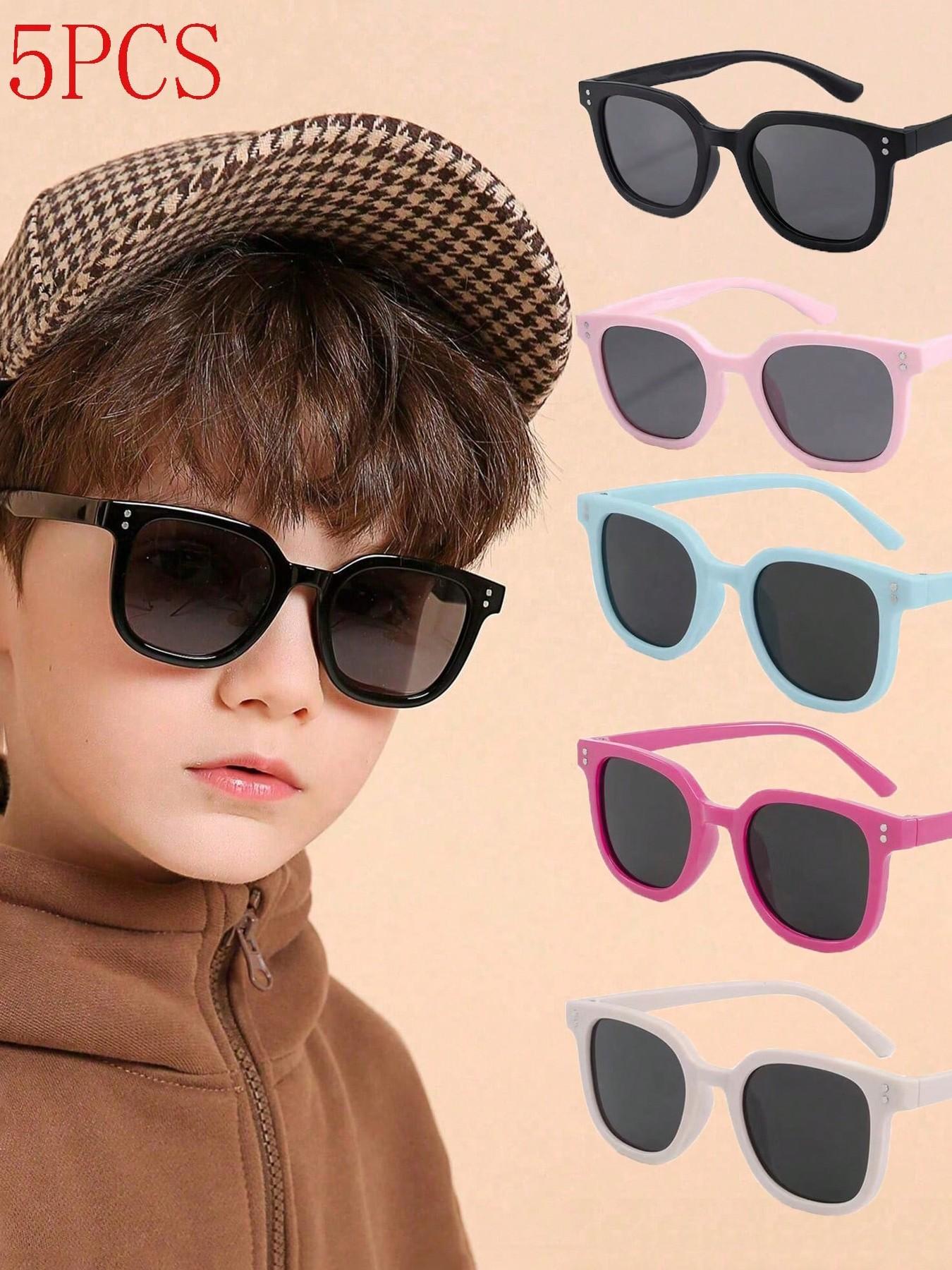 New Kids Silicone Fashion Glasses, Unisex Square Frame Decorative Eyewear, 5 Pairs Pack or 1 Pair, Trendy Accessories