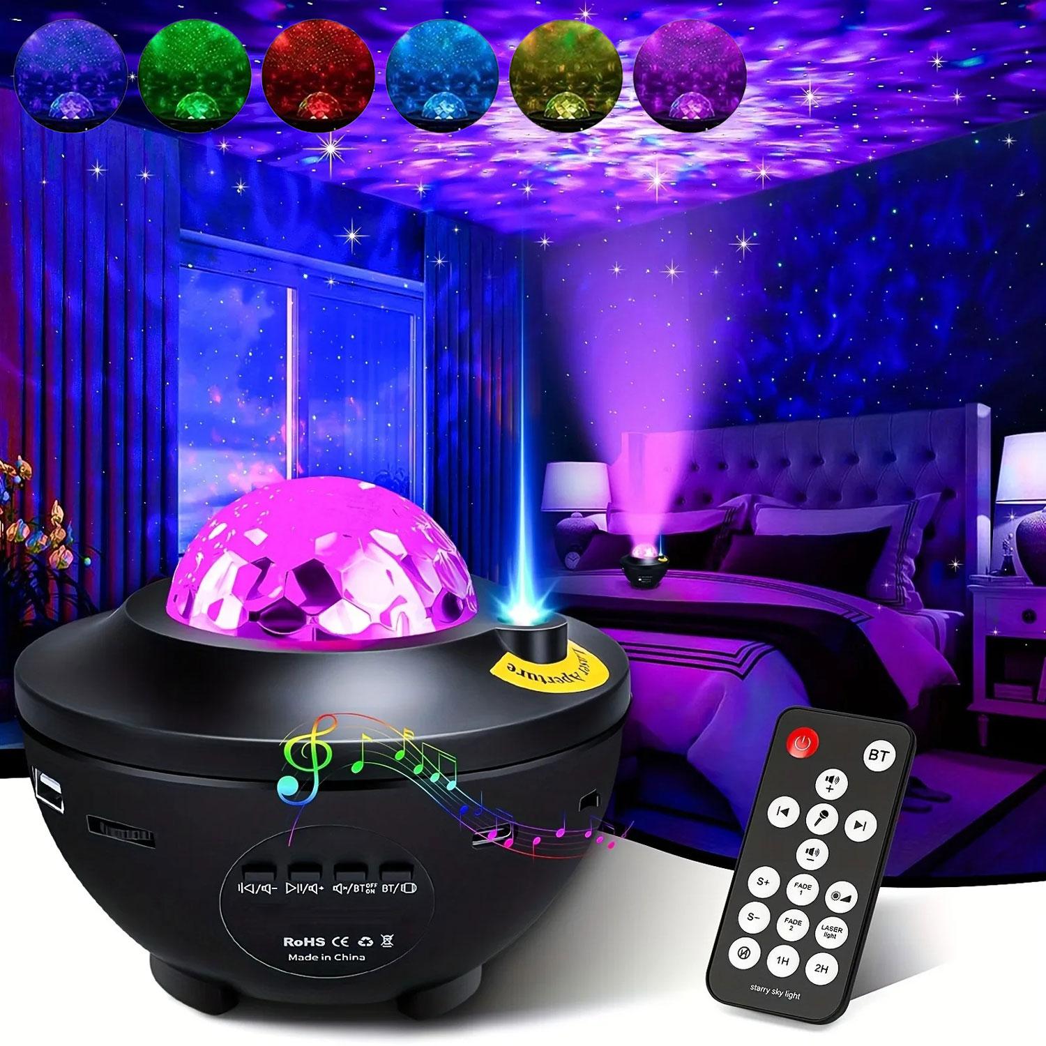 Mini Starry Sky Projector Galaxy Night Light with Bluetooth-compatible Speaker Timer Remote Control Universal Birthday Gift Bedroom Ceiling Home Cinema Game Room Decor Colorful Ambient Light