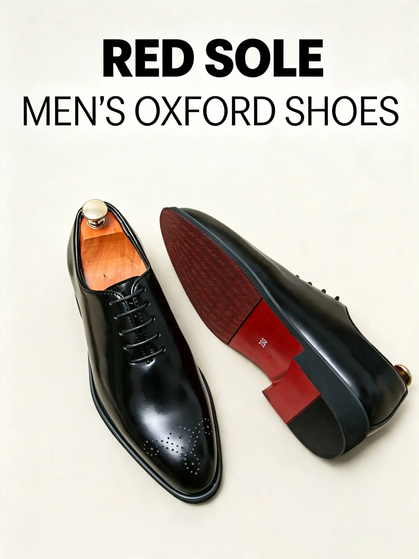 Red Sole Mens Dress Shoes Business Formal Party Wedding Oxfords Men Shoes Cap‑Toe Dress Shoes for Business Wedding PU Leather Shoes