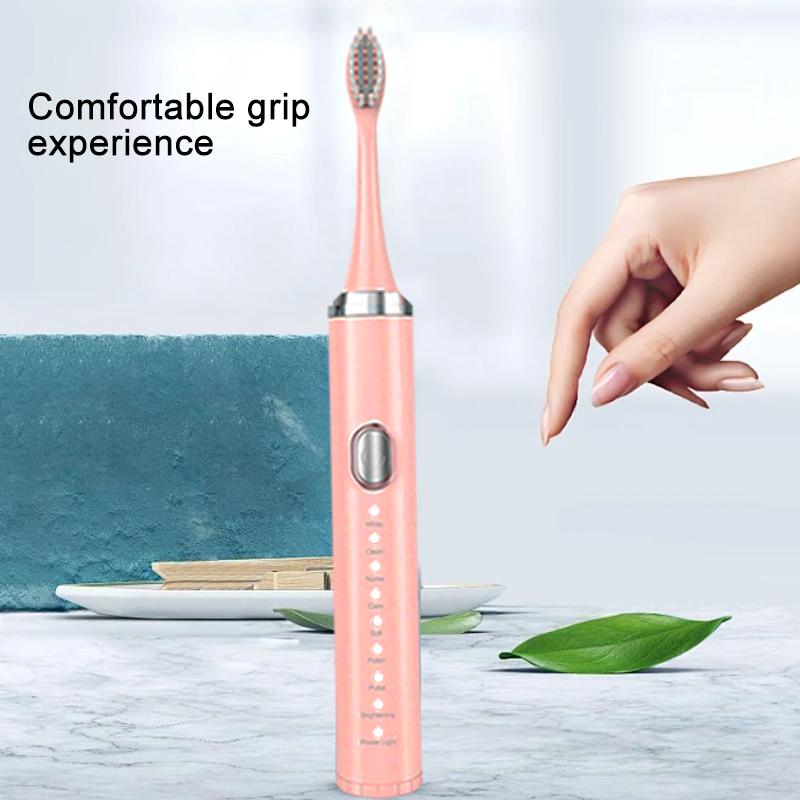 Christmas new products Deep Cleaning Electric Toothbrush with 4 Brush Head & Case,8 Cleaning ModesRechargeable Toothbrush for Home & Travel,Fall, Winter Gift, New Year Gift, ChristmasGift, Stocking Fillers, Thanksgiving Gifts Cleansing Pink